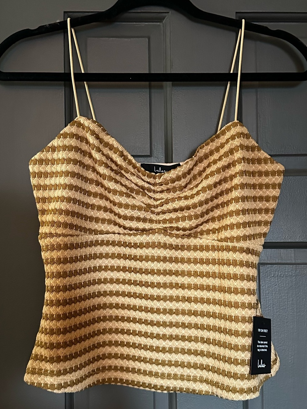 NWT Lulu’s Brown & Cream Striped Knit Cami
